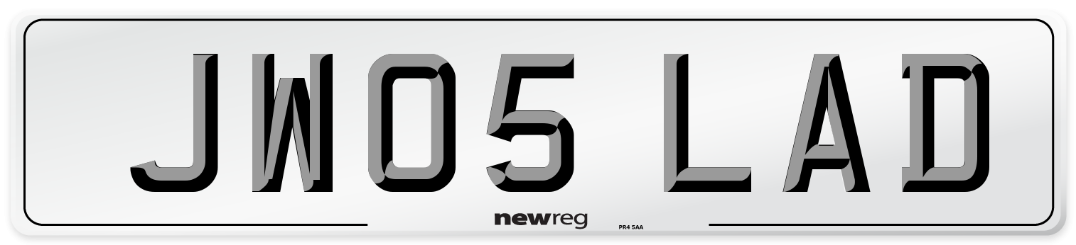 JW05 LAD Number Plate from New Reg